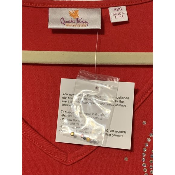 The Quacker Factory Sequined American Flag Long Red T-Shirt Dress Size XXS NWT - Picture 3 of 4